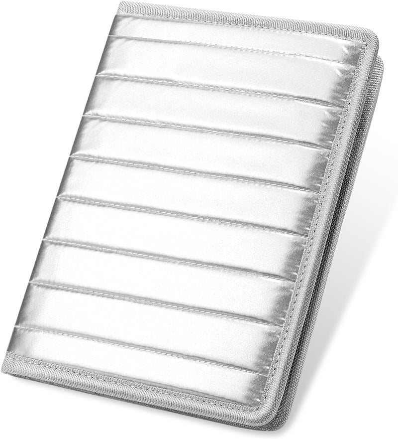 Konper Classic Padfolio/Junior Portfolio Folder Case, Business A5 Binder Organizer Notepad for Men Women, 5 x 8 Writing Pad Included, Silver - Image 1